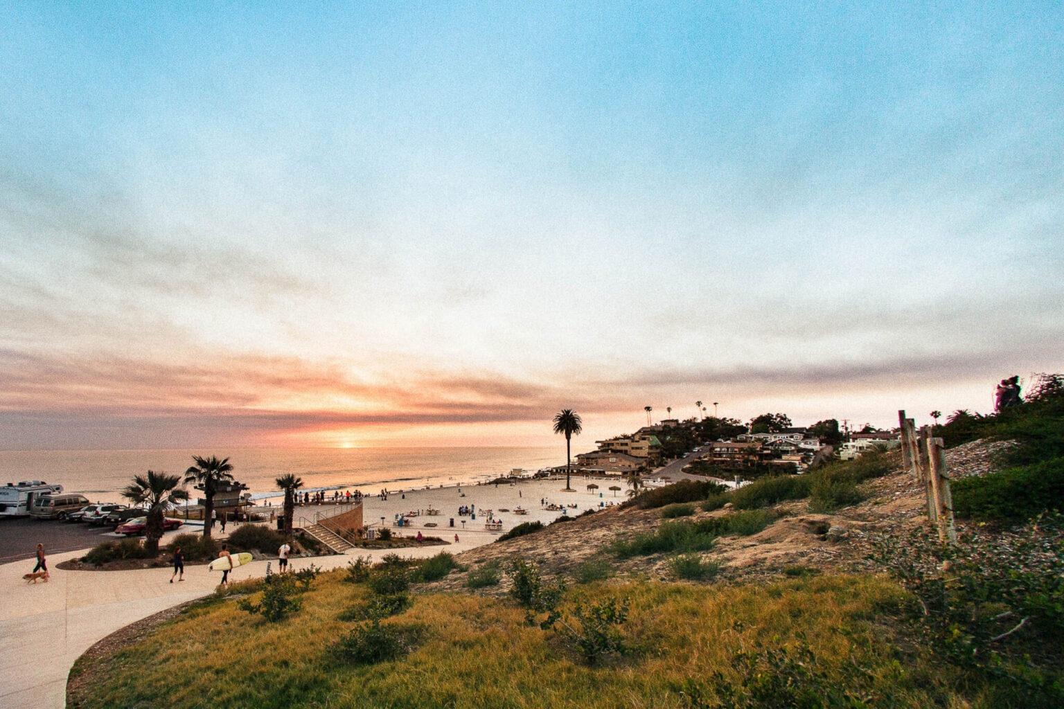 The beach at sunset, a few minutes on foot from the house
